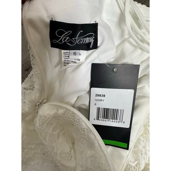 NEW La Femme Rhinestone Gown 29939 Bride Wedding Women's Ivory Size 6 - Picture 5 of 6